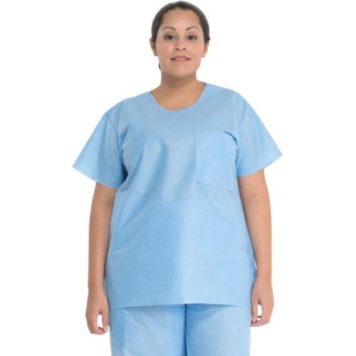 Halyard Scrub Shirt 3 Layer Blue Medium 69701 - 48 Units