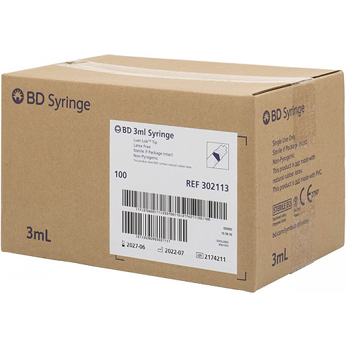 BD 3ml Luer Lock Syringe 302113 - Box/100