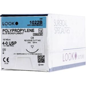 Corza LOOK 4-0 Polypropylene Suture With C6 19mm 3/8 Circle Needle 45cm 1022B Box/12
