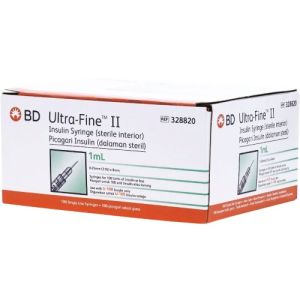 BD Insulin Syringe 1ml Ultra-Fine II 31G X 8mm 328820 Box/100