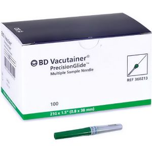 BD Vacutainer Precision Glide Blood Collection Needle 21G X 38mm 360213 - Box/100