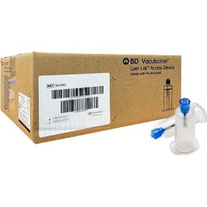 BD Vacutainer Male Luer-Lok Access Device With Pre-Attached Holder Blue 364902 Box/200