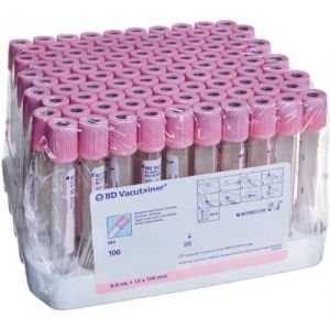 BD Vacutainer K2 EDTA Crossmatch Tube 6ml 13mm x 100mm 367941 - Box/100