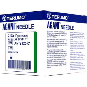 Terumo Agani Hypodermic Needle 21G X 25mm Green AN*2125R1 Box/100