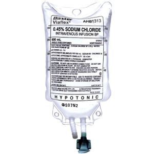 Baxter Sodium Chloride IV Infusion 0.45% 500ml Bag AHB1313 Box/18