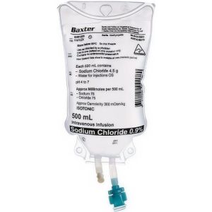 Baxter Sodium Chloride IV Infusion 0.9% 500ml Bag AHB1323