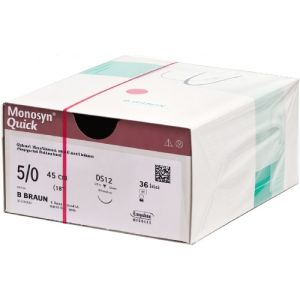 Braun Monosyn Quick 5-0 Suture With DS12 12mm 3/8 Circle Needle 45cm C0025135 Box/36