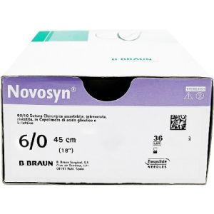 Braun Novosyn 6-0 Suture With DS9 9mm 3/8 Circle Needle 45cm C0068202 Box/36