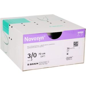 Braun Novosyn 3-0 Suture With DS19 19mm 3/8 Circle Needle 70cm C0069421N1 Box/36