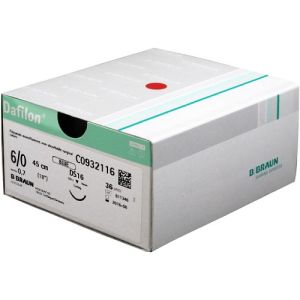 Braun Dafilon 6-0 Suture With DS16 16mm 3/8 Circle Needle 45cm C0932116 Box/36
