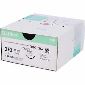 Braun Dafilon 3-0 Suture With DS24 24mm 3/8 Circle Needle 75cm C0935352 Box/36