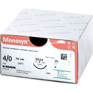 Braun Monosyn 4-0 Suture With DS24 24mm 3/8 Circle Needle 70cm C2023214 Box/36