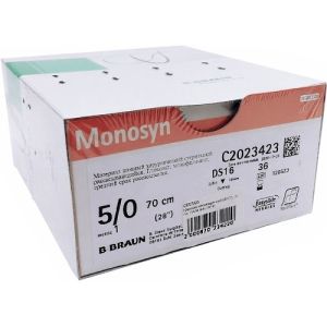 Braun Monosyn 5-0 Suture With DS16 16mm 3/8 Circle Needle 70cm C2023423 Box/36