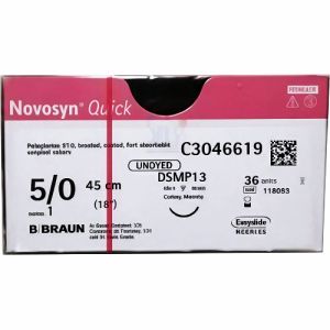 Braun Novosyn Quick 5-0 Suture With DSMP13 13mm 3/8 Circle Needle 45cm C3046607 Box/36