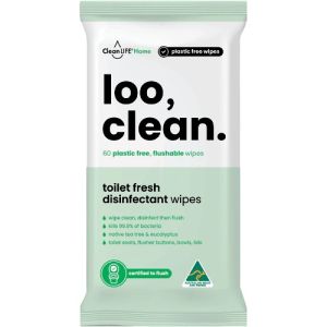 CleanLIFE Loo Clean Flushable 60 Wipes CLS00080 Box/12