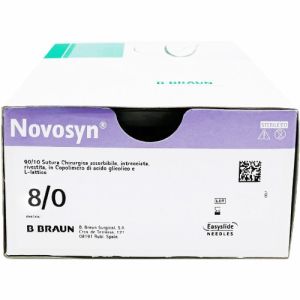 Braun Novosyn 8-0 Suture With DRm6 6mm 3/8 Circle Needle 20cm G0068145 Box/12