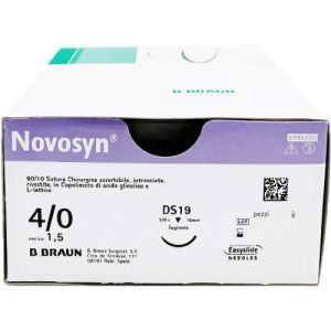 Braun Novosyn 4-0 Suture With DS19 19mm 3/8 Circle Needle 70cm G0068420 Box/12