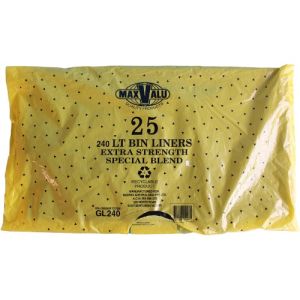 Maxpak MaxValu Heavy Duty Black Bin Liner 240 Litre GL240 Box/25