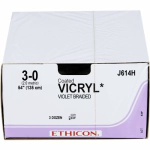 J&J Ethicon Vicryl 3-0 Suture 135cm Violet No Needle J614H Box/36