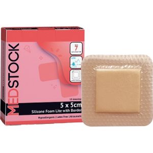 Medstock Silicone Foam Lite With Border 5cm X 5cm MS0505LIT Box/10