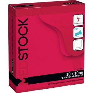 Medstock Foam Non-Adhesive Dressing 10cm X 10cm MS1010F Box/10