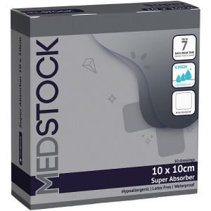 Medstock Super Absorber Dressing 10cm X 10cm MS1010SA Box/10