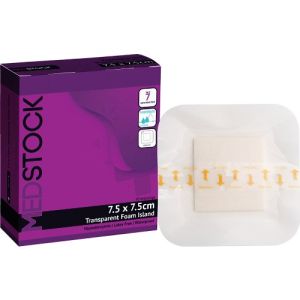 Medstock Transparent Foam Island 7.5cm X 7.5cm MS7575TFI Box/10