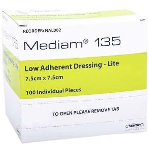 Mediam 135 Low Adherent Dressing 7.5cm x 7.5cm NAL002 - Box/100