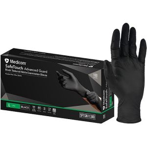 Medicom SafeTouch Black Nitrile Examination Gloves SFTGN1138D - Large