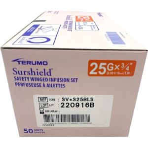Terumo Surshield Safety Winged Infusion Sets 25G X 3/4 Inch SV*S25BLS Box/50