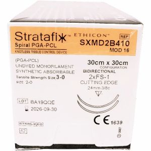 J&J Ethicon Stratafix Spiral PGAPCL 3-0 Suture With FS-1 24mm 3/8 Circle Needle SXMD2B410 Box/12