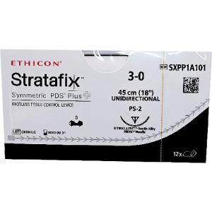 J&J Ethicon Stratafix Symmetric PDS Plus 3-0 Suture With PS-2 19mm 3/8 Circle Needle 45cm SXPP1A101 Box/12