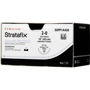 J&J Ethicon Stratafix Symmetric PDS Plus 2-0 Suture With CT-2 26mm 1/2 Circle Needle 45cm SXPP1A408 Box/12