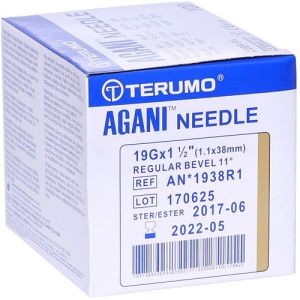 Terumo Agani Hypodermic Needles 19G X 38mm Beige AN*1938R1 Box/100 