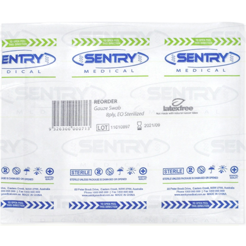 Sentry Medical Gauze Swab 8ply Sterile 7.5cm x 7.5cm GSR2323 - Box/50