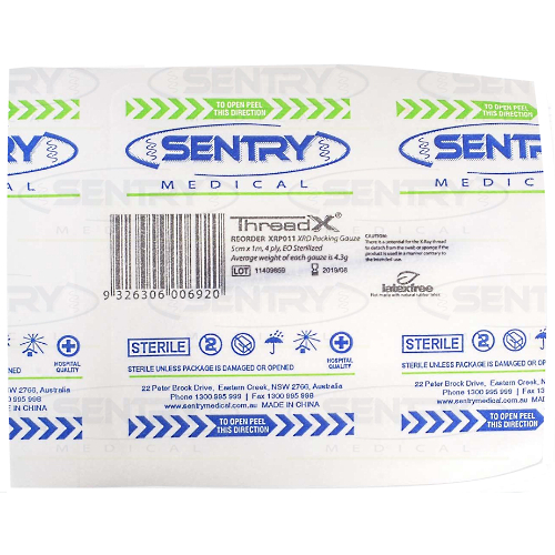 ThreadX XRD Packing Gauze 5cm x 1m XRP011 - Box/100