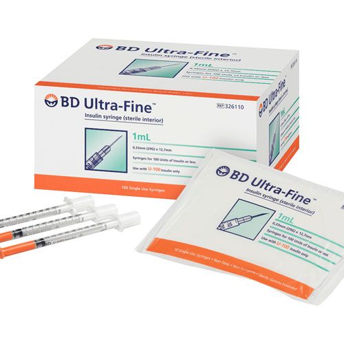 BD® 1 ml Insulin Syringe U-100 Slip Tip with Needle 25G x 1 (0.5