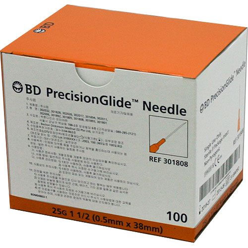 BD Hypodermic Needle 25G x 38mm 301808 Box/100