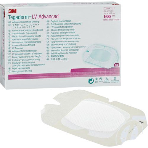 3M Tegaderm IV Advanced Securement Dressing 10cm x 12cm 1688 50 Units