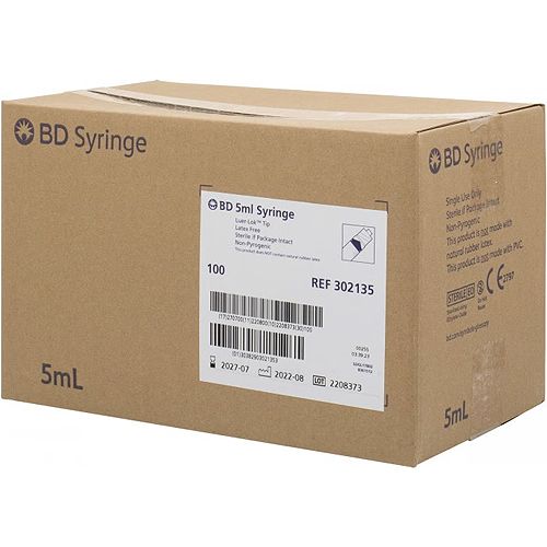 BD Syringes 5mL Luer Lok 302135 Box/100